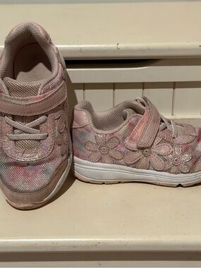 Stride Rite Pink Floral Glitter Toddler Sneakers